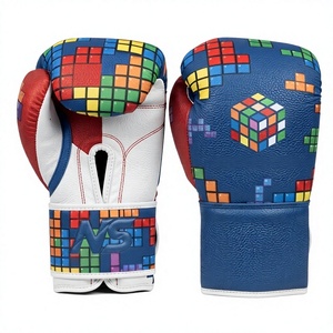 Guantes de Boxeo de Cuero con Cordones y Diseño de Cubo de Rubik, Antideslizantes, para Adultos, Unisex, Personalizables, para Entrenamiento de Artes Marciales - Product Image 1