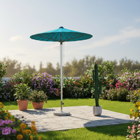 Parasol de terrasse rond de 3 m, 24 baleines en fibre de verre, mât en aluminium, base en marbre de 40 kg, résistant aux UV, imperméable, parasol d'extérieur