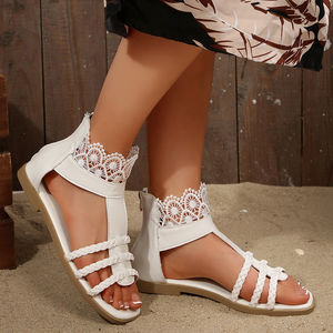 0505 Nuovi <span class=keywords><strong>Sandali</strong></span> da Donna in PU Bianco con Bordo in Pizzo per Vacanze al Mare, Vendita Diretta dalla Fabbrica a Basso Prezzo - Product Image 5