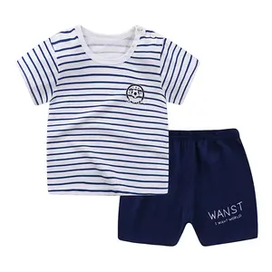 New Summer Cotton Short Sleeve Tops And Shorts Clothes Set For Kids Boys