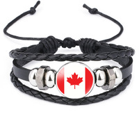 Bracelet tressé en cuir réglable personnalisable avec drapeau national, tendance unisexe, pour le Championnat d'Europe de football