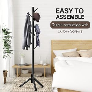 <span class=keywords><strong>Porte</strong></span>-<span class=keywords><strong>manteau</strong></span> sur pied avec 8 crochets et 3 crochets réglables <span class=keywords><strong>pour</strong></span> chambre, couloir, entrée, bureau - Product Image 4