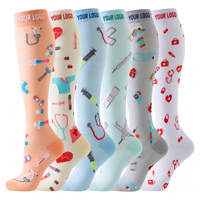 Chaussettes de compression personnalisées avec logo, hauteur genou, respirantes, pour le sport, les voyages, le travail, pour hommes et femmes, fabrication OEM ODM sous marque privée