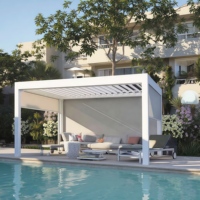 Pergola de balcon, petite pergola en aluminium avec protection solaire pour balcon extérieur et petit jardin