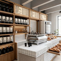 Meubles de présentation de boulangerie LED modernes avec armoires et étagères personnalisables en MDF/bois massif/acrylique, éclairage LED pour les magasins de détail