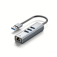 Hub USB 3.0 4 en 1 de Aluminio con Adaptador Gigabit Ethernet, Puerto LAN RJ45 de 1000Mbps, Divisor de Datos Multipuerto para Laptop y PC