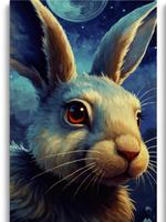 Pintura por Números de 3 Paneles para Adultos, 3 Piezas, el Conejo y las Flores Bajo la Luz de la Luna, Kit de Pintura al Óleo Digital DIY para Regalo