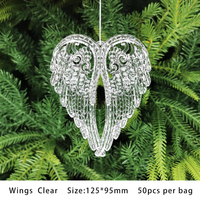 Ornements de noël décorations ensemble acrylique plastique ailes clair suspendus décorations d'arbre de noël pendentif pour noël décor à la maison