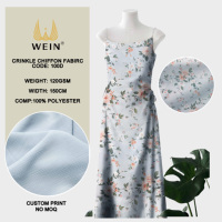 Tissu en mousseline de polyester 100% imprimé numérique personnalisé WI-B05, tissé doux, à motifs floraux, froissé, pour robes de mariage