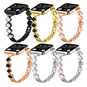 Bracelet de montre en métal Win-Win <span class=keywords><strong>pour</strong></span> <span class=keywords><strong>Apple</strong></span> <span class=keywords><strong>Watch</strong></span> Series 11 10 9 8 <span class=keywords><strong>7</strong></span> Ultra 3, bracelet en nacre trèfle - Product Image 1