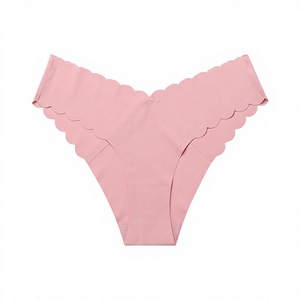 Culottes string sans couture pour femmes, bord ondulé festonné, en soie glacée, invisibles, taille basse, confortables, pour le sport et le yoga, OEM ODM - Product Image 1
