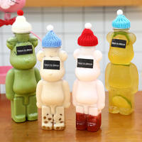 Desechable transparente oso perro Panda PET botella de plástico lindo sellado bebida fría jugo fruta Soda bebida 250ml/350ml/400ml