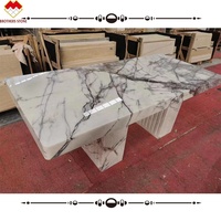 Table de salle à manger en marbre blanc extensible, personnalisé, New York, Milas lilas, lilas, Table basse en marbre blanc