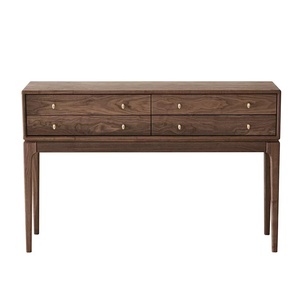 Mesa <span class=keywords><strong>Consola</strong></span> Moderna de Lujo en Madera Sólida de Nogal Negro y Roble Rojo con Cuatro Cajones para Sala de Estar, Dormitorio o Pasillo - Product Image 6