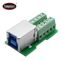 Set Soket Modular USB 3.0 Tipe B Female ke Terminal Block dengan Kontak Berlapis Emas dan Wadah PVC untuk Aplikasi Daya
