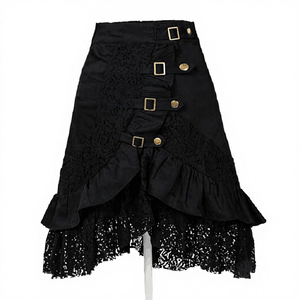 Falda Peplum Casual de Mujer con Cuatro Botones, Transpirable, Antiestática, Diseño de Línea A y Cintura Natural, Estilo Gótico Rock de Otoño - Product Image 4