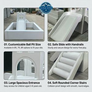 Castillo Inflable Blanco para Niños, Área de Juegos Interior con Piscina de Pelotas y Equipamiento de Juego Suave para Fiestas Escolares y Centros Comerciales, Alquiler de Juegos Suaves para Cafeterías - Product Image 3