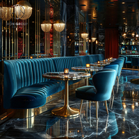 Ensemble de table de restaurant ronde en marbre de luxe Ron Group, meubles, chaise en tissu velours pour restaurant, hôtel