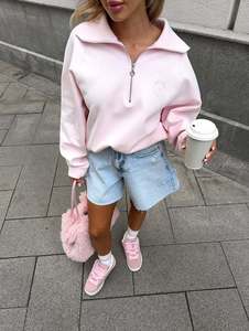 Outdoor Sporty Quarter Zip Pullover <b>Women</b> Loose Fit Early Autumn Fleece Sweatshirt Long Sleeve Trendy Streetwear Activewear Tops - Product Image 5