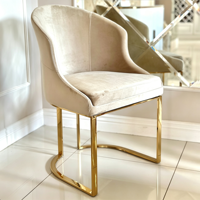 Chaise de salle à manger de luxe en velours avec dossier en forme de seau, base en acier inoxydable doré, chaise rembourrée sur mesure pour salle à manger, maison, meubles d'intérieur