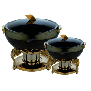 Plat de service de buffet de luxe en acier inoxydable avec finition personnalisée, chauffage au gaz, design moderne - Product Image 1