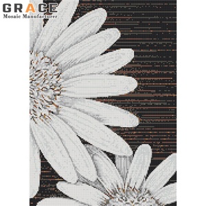 Mattonelle murali a mosaico di vetro margherita bianche fatte a mano fai da te dimensioni e Design 3D parete di cristallo <span class=keywords><strong>pittura</strong></span> decorazione pavimento arte prodotti artistici piastrelle - Product Image 1
