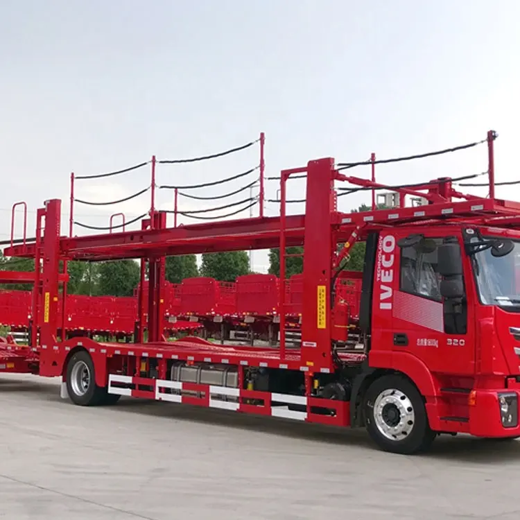 BERKLEY Large Capacity Hydraulic Double Deck Steel Chassis Auto 5 Car Vehicle Transporter 2 Axle Car Carrier Semi Truck Trailer