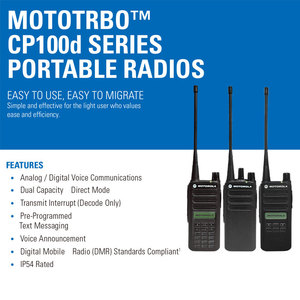 Radio transceiver UHF VHF longue portée, durable et étanche, pour radio bidirectionnelle portable Motorola CP100d, 4/5 watts - Product Image 4