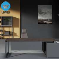 Bureau de direction de luxe en bois extensible ergonomique et durable de style moderne en forme de L LIWEI pour usage professionnel
