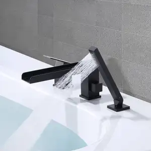 Widespread Roman Bathtub Faucet Bathroom Tub Filler Deck Mount With Handheld Sprayer