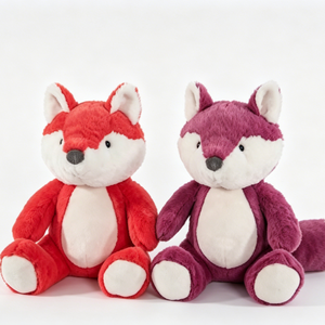 Juego de dos peluches de zorro personalizados, peluches de zorro rojo y morado, pareja de peluches de zorro, dueto de peluches de zorro a juego - Product Image 1