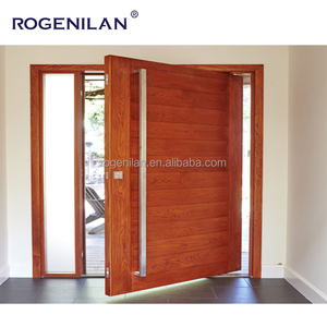 2025 personalizado grande de alta calidad de madera y vidrio pivote de un solo columpio puerta delantera Villa apartamento puerta de entrada residencial - Product Image 2