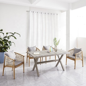 <span class=keywords><strong>Jardin</strong></span> Patio Loisirs Table à manger et chaises Extérieur Gris plastique table en <span class=keywords><strong>bois</strong></span> Café <span class=keywords><strong>salon</strong></span> salle à manger ensemble <span class=keywords><strong>de</strong></span> meubles - Product Image 2