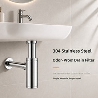 Siphon en acier inoxydable 304 pour lavabo de salle de bain, haute qualité, prix usine