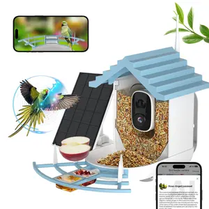 كاميرا تغذية الطيور 1080p HD في الهواء الطلق ضد الماء، وعاء الحيوانات الأليفة الذكي مع AI مع اللوح الشمسي، كاميرا تغذية الطيور