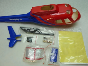 आर सी हेलीकाप्टर AS350 Ecureuil 450 पूर्व-450 आकार लाल सफेद चांदी पेंटिंग हेलीकाप्टरों के लिए चित्रित धड़ - Product Image 2