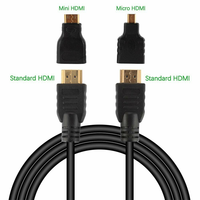 1.5M 3 en 1 HDMI mâle à mâle HDTV 1.4 câble avec adaptateur de Conversion Micro HDMI Mini HDMI câble inverseur prise pour PS5 PS4 Xbo