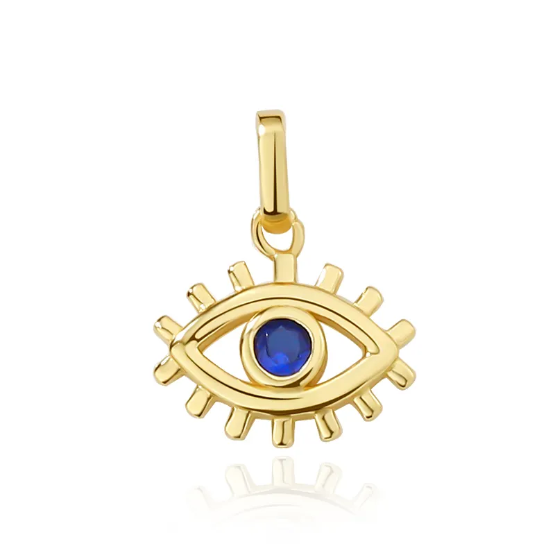 Turkish Jewelry Accessories 18K Gold Plated 925 Silver Blue Zircon Evil Eye Pendant Charms for Necklace Bracelet Anklet Jewelry