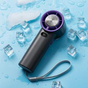 Venta al por mayor, gran oferta: Mini ventilador portátil USB digital LED de 100 velocidades, recargable, de mano, sin aspas, con batería de 3000 mAh y función de enfriamiento. - Product Image 2