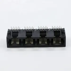 4 Port black color rj45 10p8c plug Cat5e Network RJ45 Modular Plug cat6 rj45 female connector