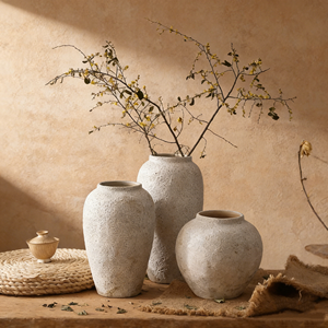 <span class=keywords><strong>Vaso</strong></span> da Fiori Vintage Japandi Wabi-Sabi in Porcellana Maculata, Design Rustico Fatto a Mano, Bocca Larga, per Decorazione da Tavolo - Product Image 2