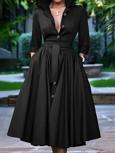 Abiti Casual in <span class=keywords><strong>stile</strong></span> <span class=keywords><strong>Vintage</strong></span> nuovi taglie forti in vita impero aderenti e larghi in tinta unita con <span class=keywords><strong>abito</strong></span> in maglia lungo fino al pavimento - Product Image 5