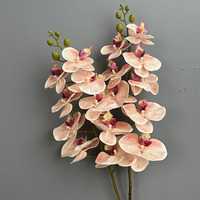 Bunga Phalaenopsis Buatan 9 Kepala dari Lateks Real Touch, Anggrek Moth Realistis, Bunga Palsu untuk Dekorasi Pernikahan, Hotel, dan Festival