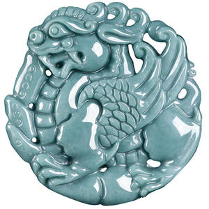 Pendentif en jade naturel bleu eau Kirin, bijoux pour hommes, design original, style chinois, cadeau avec certificat d'évaluation PX63 - Product Image 5