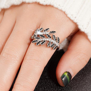 T0315 Ensemble de bagues en forme de plante, zircon taille marquise serti griffe, bijoux fantaisie pour femme, pour soirée, en alliage de zinc - Product Image 3