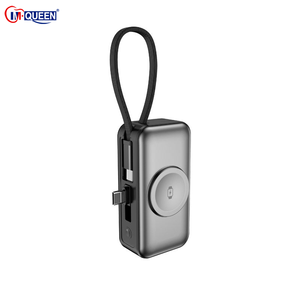 Chargeur portable personnalisé Pd 22,5 W à charge rapide, mini batterie externe de poche 5000 mAh avec câble Type-C intégré et support de téléphone - Product Image 1