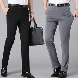 लोचदार आकस्मिक पैंट पुरुषों के वसंत पुरुषों की स्लिम सीधे पतलून चौग़ा काम सीधे पुरुषों की लंबी पैंट