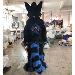 Funtoys CE Fursuit personalizado negro piel larga Sly Lobo traje Husky perro para adulto mascota disfraz Cosplay fiesta juego vestido <span class=keywords><strong>de</strong></span> lujo - Product Image 4