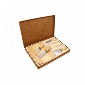 Wholesale Organic Rubber Wood <strong>Cheese</strong> Cutting Board <strong>Cheese</strong> <strong>Knife</strong> <strong>Set</strong> with Gift Box - Product Image 4