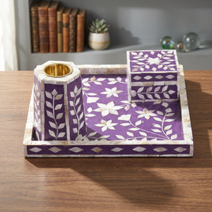 Juego de Quemador de Bakhoor Floral Clásico, Bandeja de Incienso de Madera Hecha a Mano, Soporte de Latón con Forma de Luna, Decoración Árabe Única, Unidades de Incensario para Mesa - Product Image 1